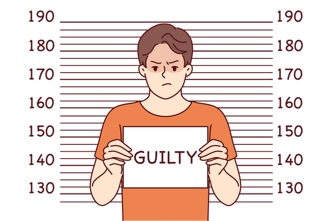 Criminal is guilty on his arrest  Illustration