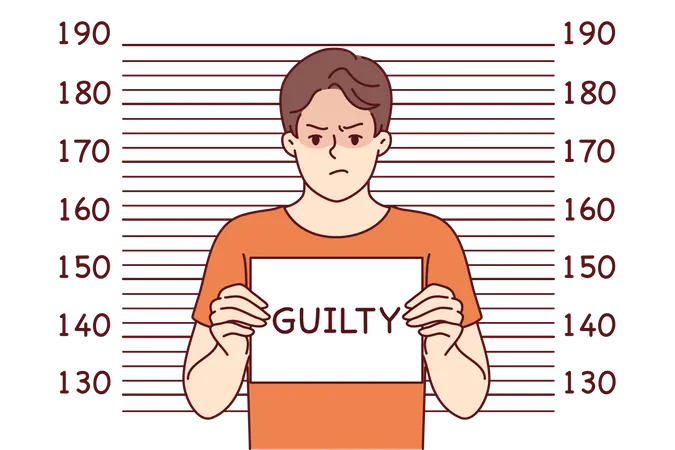 Criminal is guilty on his arrest  Illustration