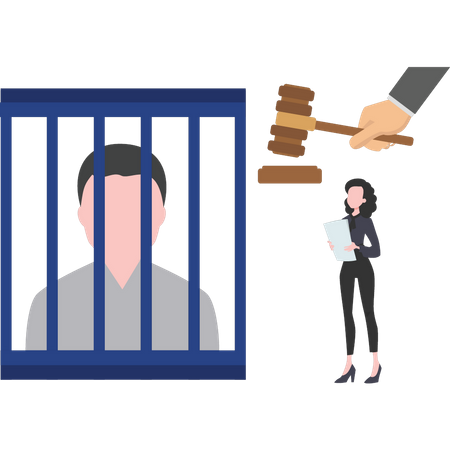 Criminal is in jail  Illustration