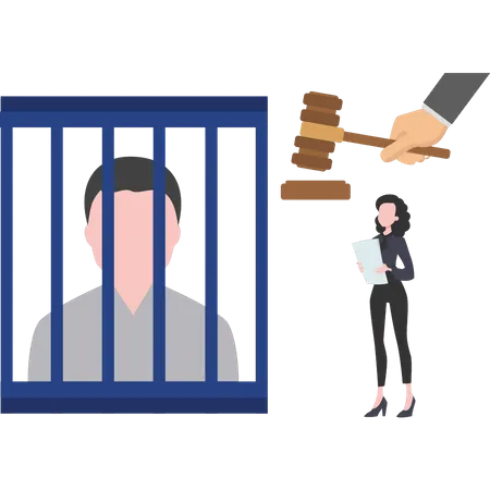 Criminal is in jail  Illustration