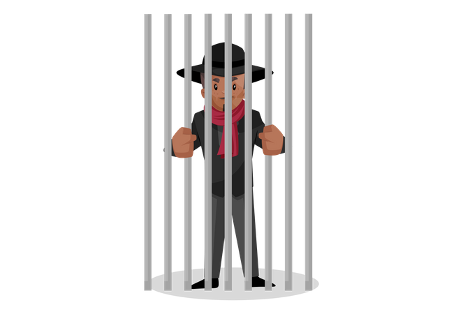 Criminal kept in jail  Illustration