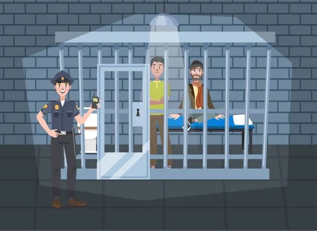 Criminel en prison  Illustration