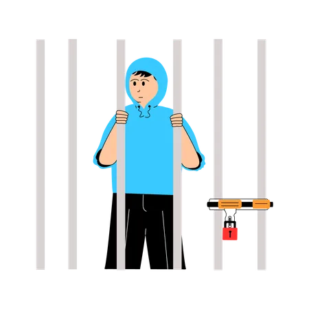 Un criminel qui passe sa peine en prison  Illustration