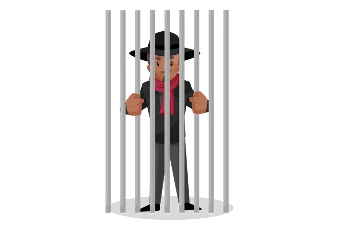 Criminoso mantido na prisão  Ilustração