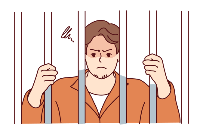 Criminoso na prisão  Ilustração