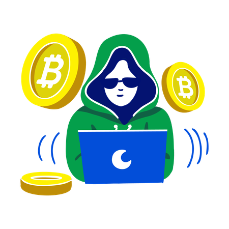 Hackers de criptomoedas  Ilustração