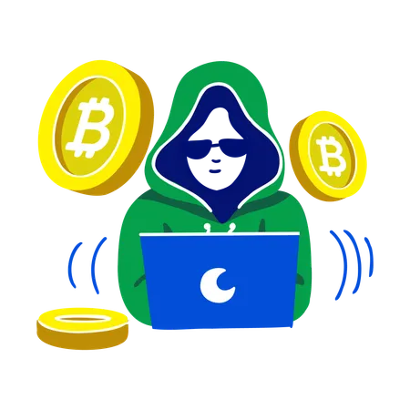 Hackers de criptomoedas  Ilustração