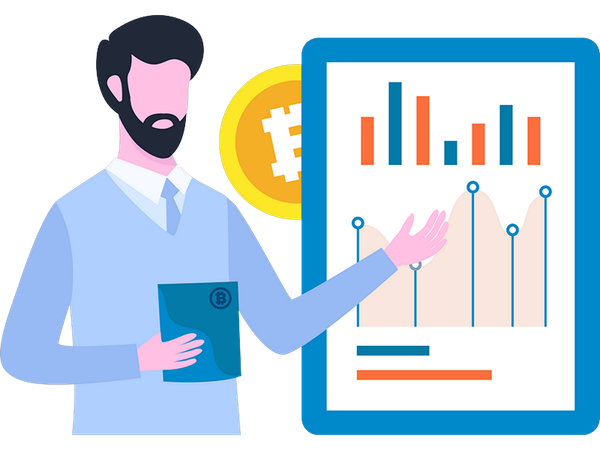 Gráfico de análise de investidores de criptomoedas  Ilustração