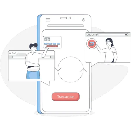 Transação de criptomoeda on-line  Illustration