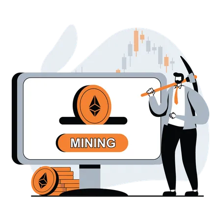 Minería criptográfica en línea  Illustration