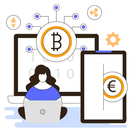 Blockchain de criptomoeda  Ilustração