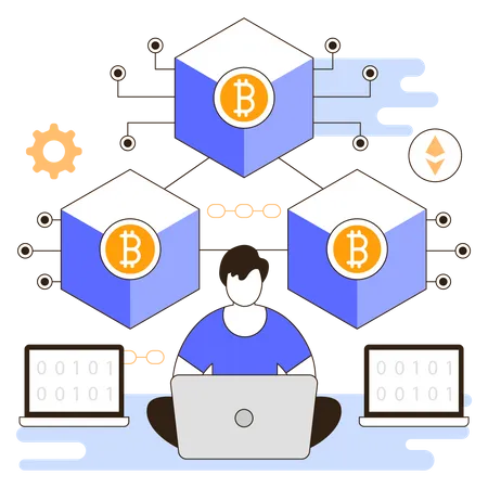 Blockchain de criptomoeda  Ilustração