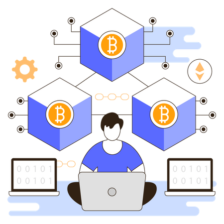 Cadena de bloques de criptomonedas  Ilustración