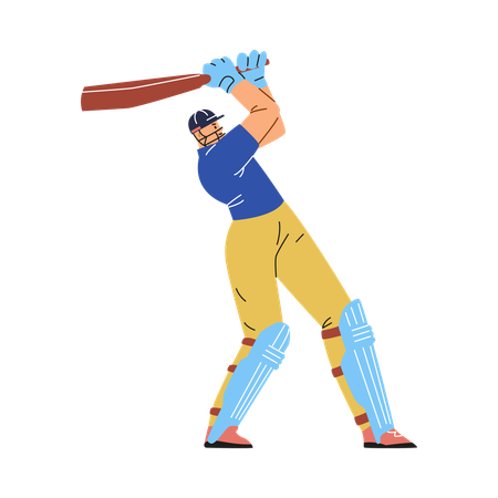 Cricket en el que un jugador uniformado golpea con un bate.  Ilustración
