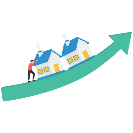 Crise de la dette immobilière ou immobilière provoquant un effet domino  Illustration