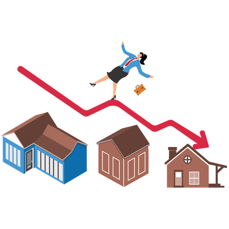 Crise du logement, Maison, Développement du logement, Crise, Femme d'affaires  Illustration