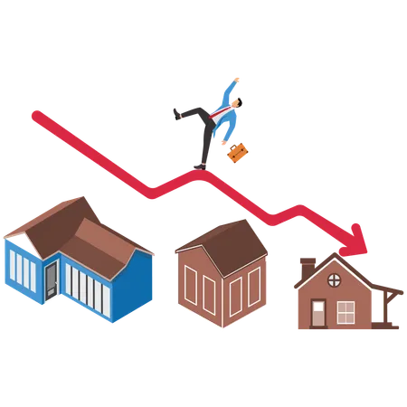 Crise du logement, Maison, Développement du logement, Crise, Homme d'affaires  Illustration