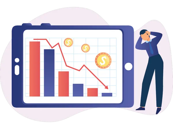 Crise econômica enfrentada por empresário  Ilustração