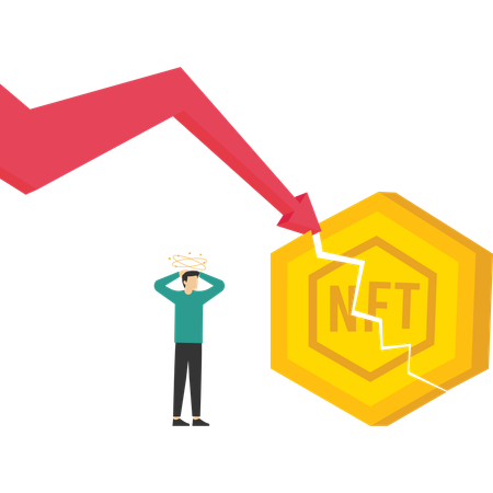 Crise et problème économique mondial des jetons NFT  Illustration