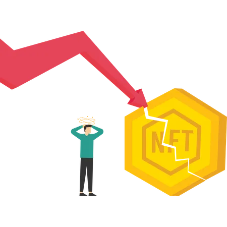 Crise et problème économique mondial des jetons NFT  Illustration