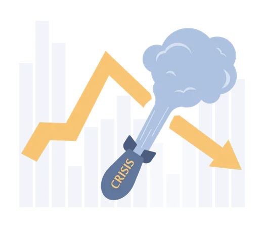 Crisis Concept Bankruptcy With Falling Down Profit Graph And Money Decrease Idea Of Financial And Business Decline And Losses Flat Vector Illustration Illustration