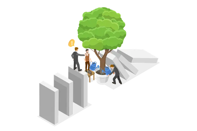 3 D Isometric Flat Vector Conceptual Illustration Of Crisis Management Prevention Or Avoidance Of Business Disaster Illustration