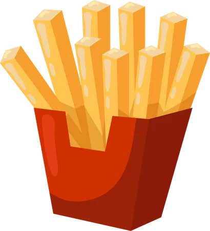 Golden And Crispy French Fries Served In A Red Carton This Illustration Is A Classic Representation Of A Beloved Side Dish Illustration