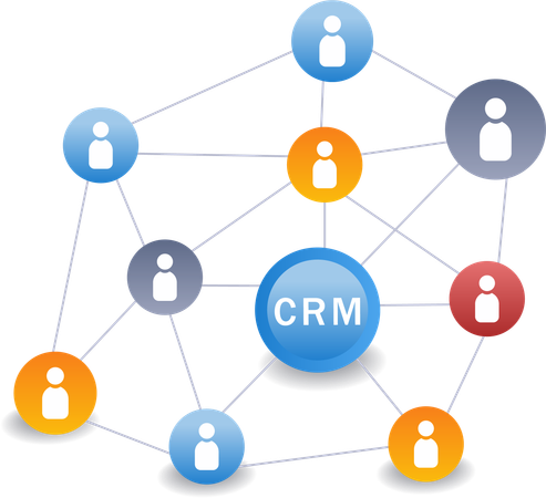 Desarrollo empresarial de la red del sistema de estrategia CRM  Ilustración