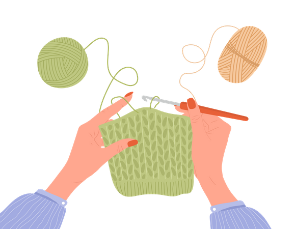 Crochet knitting process  Illustration