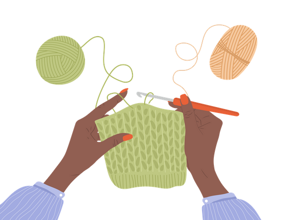 Crochet knitting process  Illustration
