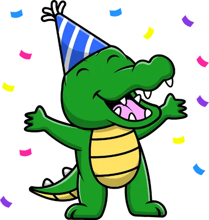 Crocodile Celebrate Birthday Party  일러스트레이션