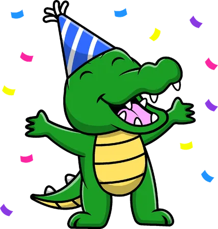 Crocodile Celebrate Birthday Party  Illustration