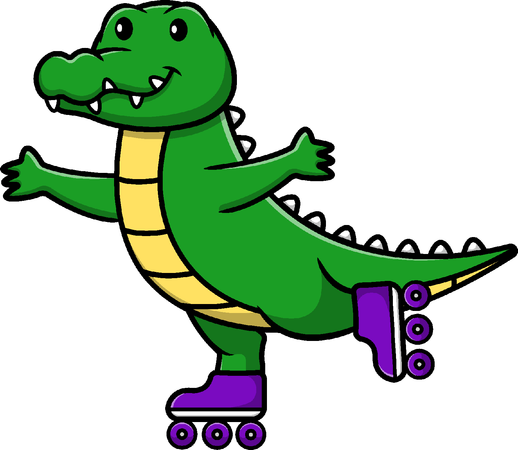 Crocodile Playing Roller Skate  Illustration