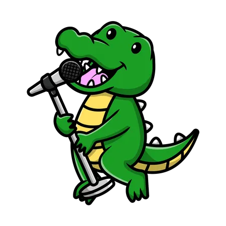 Crocodile Singing  Illustration