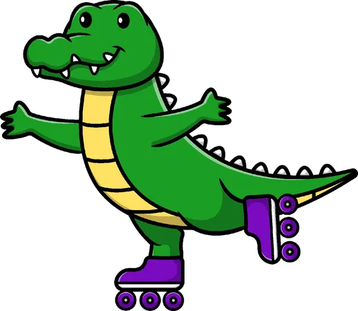 Crocodilo brincando de patins  Illustration