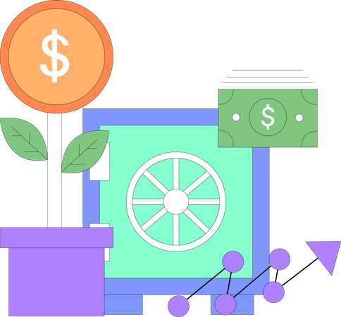 Croissance de l'entreprise grâce au coffre-fort  Illustration