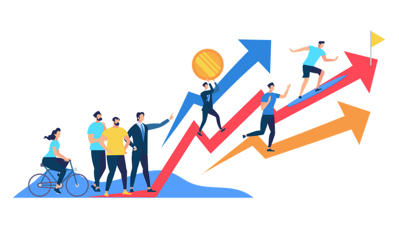 Croissance de l'entreprise avec l'équipe commerciale  Illustration