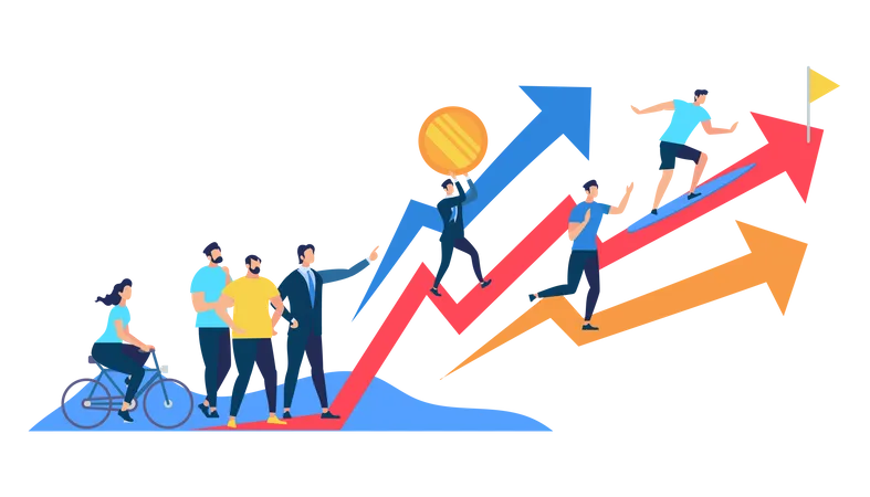 Croissance de l'entreprise avec l'équipe commerciale  Illustration