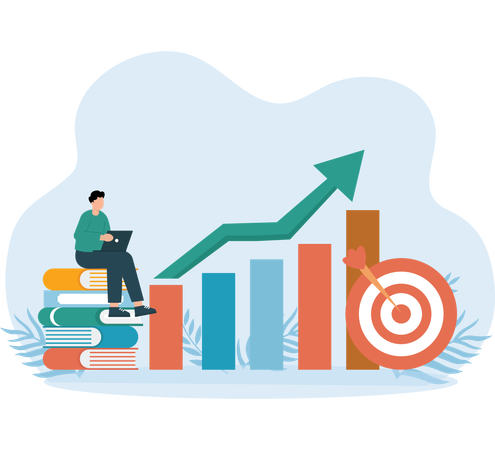 Croissance du marché analysée par les hommes  Illustration