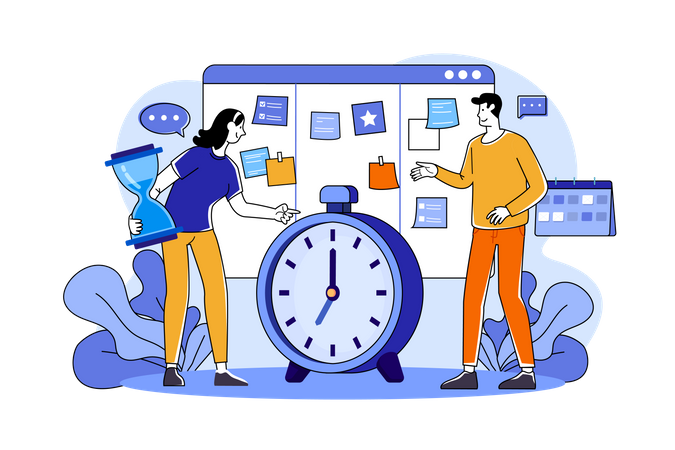 Equipe de negócios gerenciando cronograma de tarefas  Ilustração