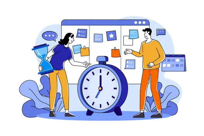 Equipe de negócios gerenciando cronograma de tarefas  Ilustração