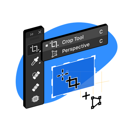 Crop Perspective Tool in Raster graphic editor  Illustration