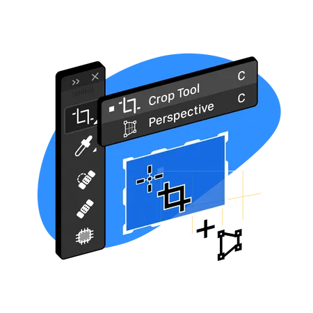 Crop Perspective Tool in Raster graphic editor  Illustration