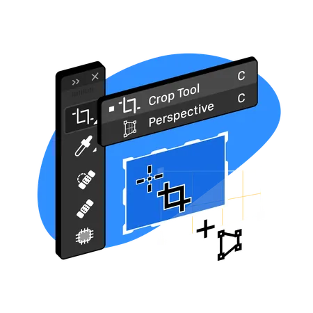 Crop Perspective Tool in Raster graphic editor  Illustration