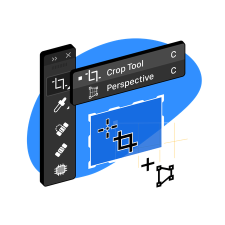 Crop Perspective Tool in Raster graphic editor Illustration