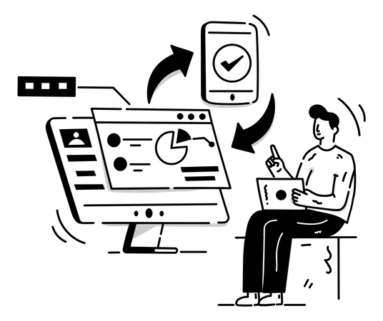 A Cross Platform Glyph Hand Drawn Illustration Illustration