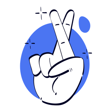 Crossed Finger Hand Gesture  イラスト