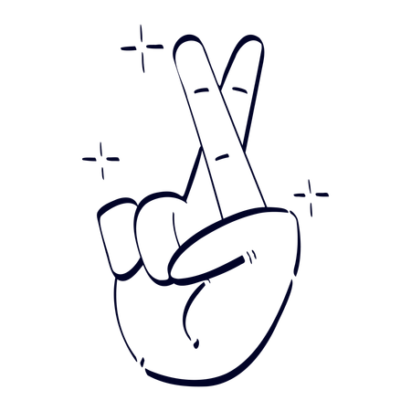 Crossed Finger Hand Gesture  イラスト