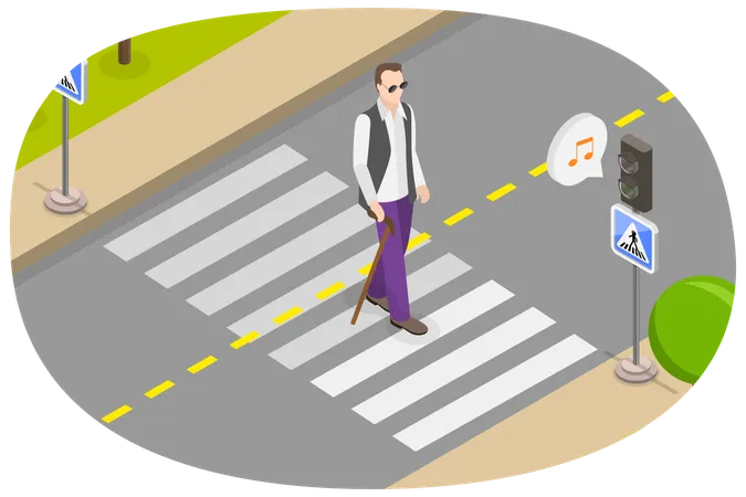 Crosswalk For Blind People  Illustration