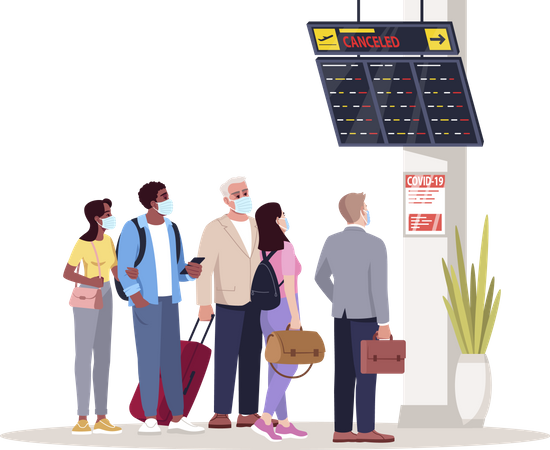 Crowd waiting for flight onboarding Illustration
